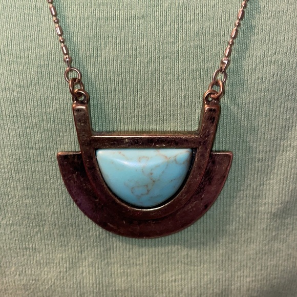 Vintage Egyptian Revival 1960’s Turquoise & Silver Necklace. 34” length. - Picture 3 of 6